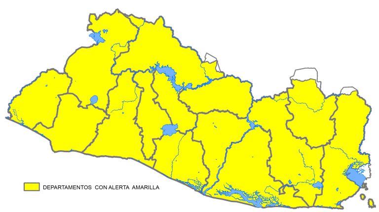 Alerta amarilla por lluvia en El Salvador.